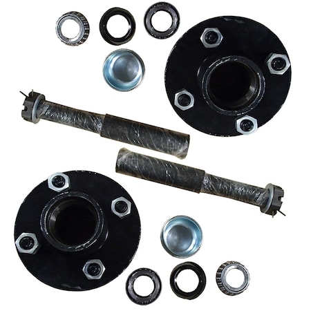 Aic Replacement Parts 4 on 4 Trailer Axle Kit 2000 lbs Idler Hubs Round Spindles Bearings Seals FRJ20-0028_x2-RAP